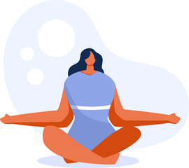 Young woman practices yoga.  illustration