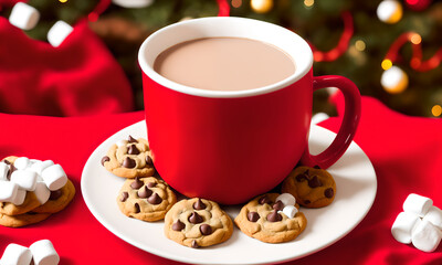 	
Hot chocolate with marshmallows and chocolate cookies during Christmas	
