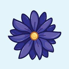 Obraz premium Dark midnight blue colored Flower Vector Illustration for Decoration isolated on plain background. Natural flower petals drawing with cartoon simple style. Botanical themed art.