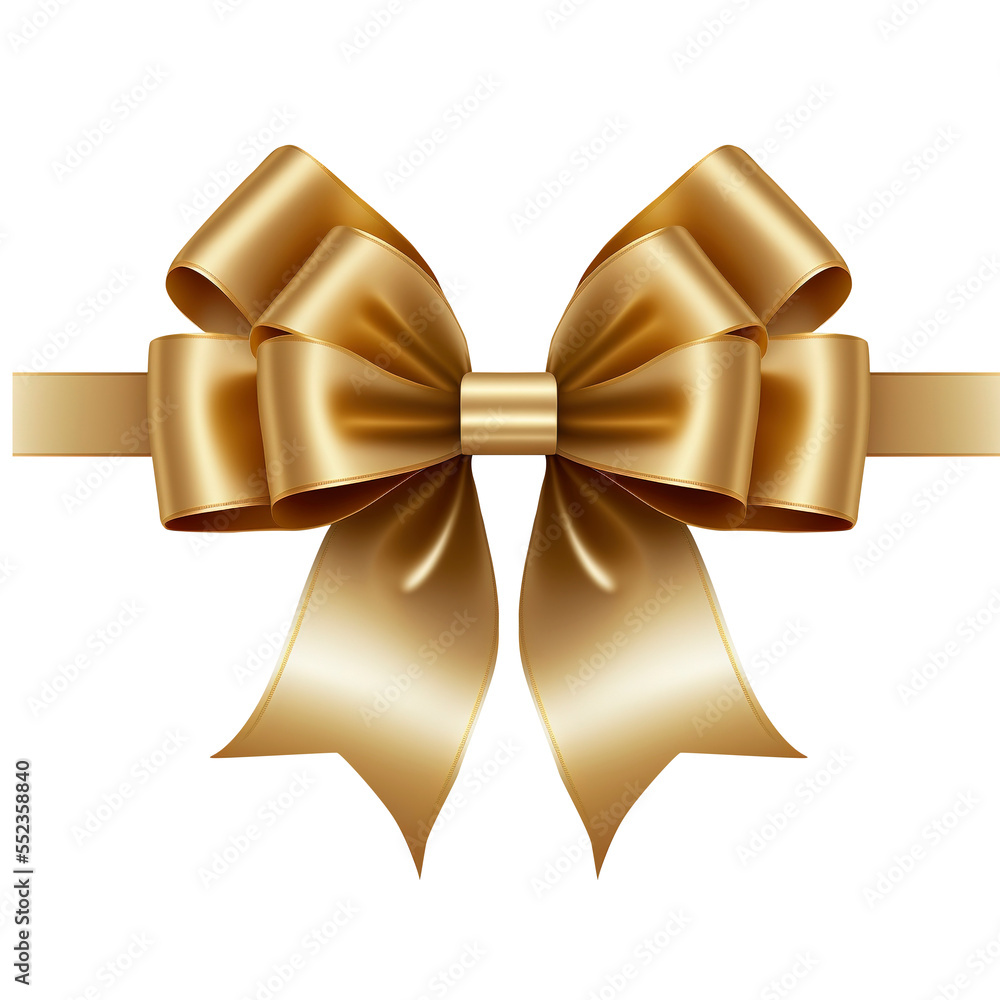 Sticker gold bow and ribbon