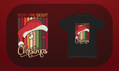 Christmas T-shirt Design Merry And Bright Christmas