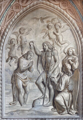 BIELLA, ITALY - JULY 15, 2022: The fresco of Baptism of Jesus in Cathedral (Duomo) by Giovannino Galliari (1784).