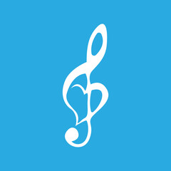 treble clef icon, on a white background, vector illustration