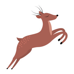 jumping deer for your design. Red deer, spotted deer and reindeer, vector illustration, isolated on background
