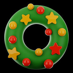 Premium Christmas Winter door decoration icon 3d rendering on isolated background