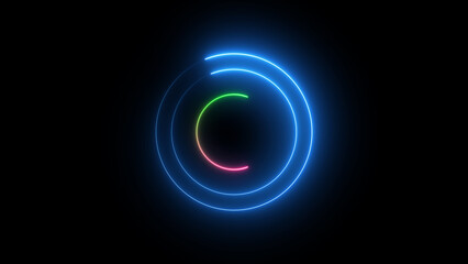 circle shape frame red color glowing neon lights loop illustration.