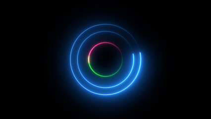 circle shape frame red color glowing neon lights loop illustration.