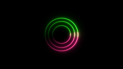 circle shape frame red color glowing neon lights loop illustration.