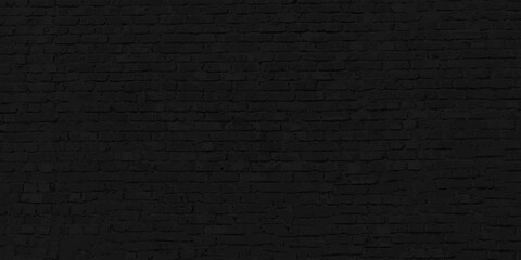 Abstract black brick wall pattern background and black backdrop, Blank copy space.
