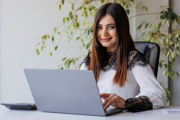 Leader successful woman working at a business