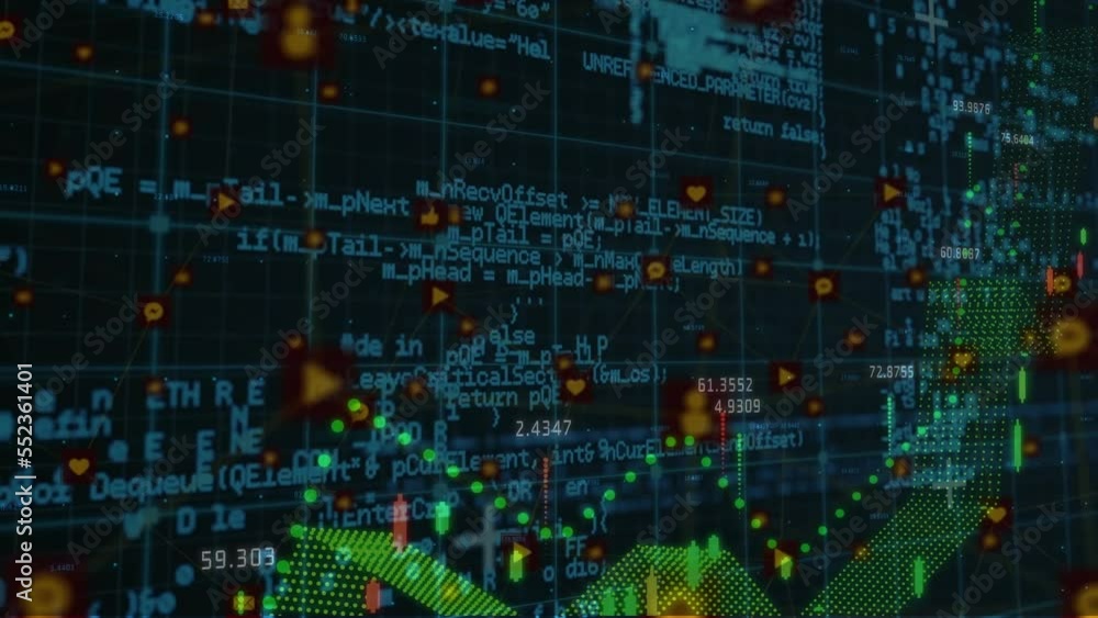 Poster animation of data processing over media icons
