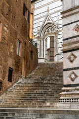 stairs leading from the old town up to the cathedral square in historic Siena