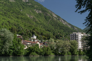 Grenoble, cityscape image of Grenoble and the Alps , France 