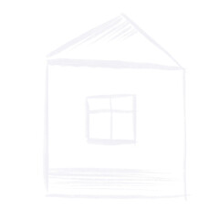 house drawing with white chalk doodle