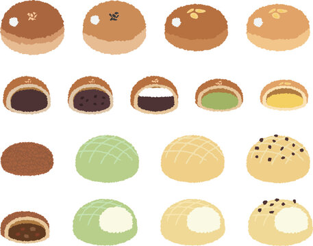 A popular bread in Japan. An assortment of vector data.