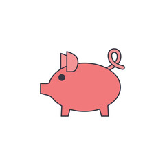 Piggy bank icon in color, isolated on white background 