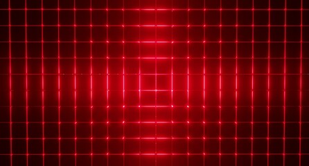 Black and red checkered background. neon red. 3d rendered
