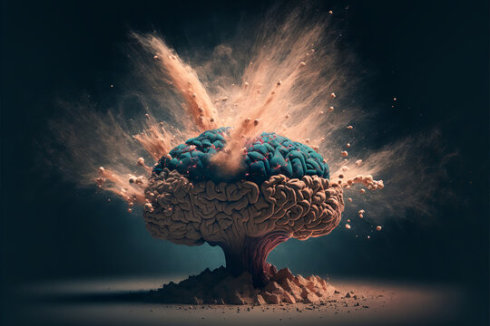Concept art of a human brain exploding with knowledge and creativity. generative ai
