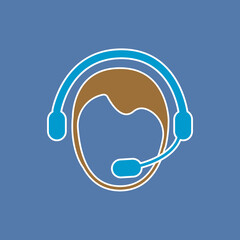 head icon with headphones, vector illustration