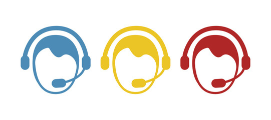 head icon with headphones, vector illustration