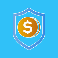 money icon, shield, protection concept, vector illustration