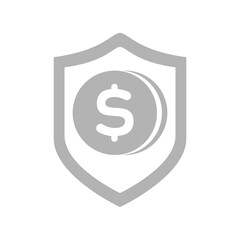 money icon, shield, protection concept, vector illustration