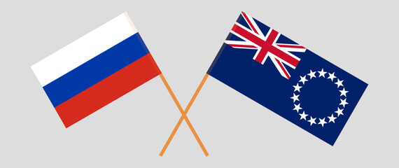 Crossed flags of Russia and Cook Islands. Official colors. Correct proportion