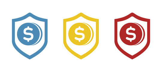 money icon, shield, protection concept, vector illustration