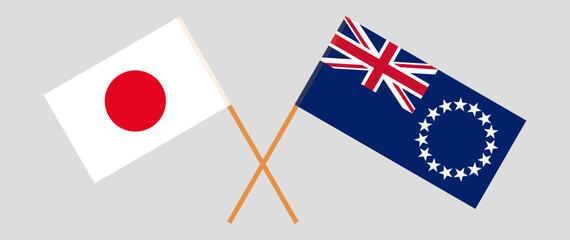 Crossed flags of Japan and Cook Islands. Official colors. Correct proportion