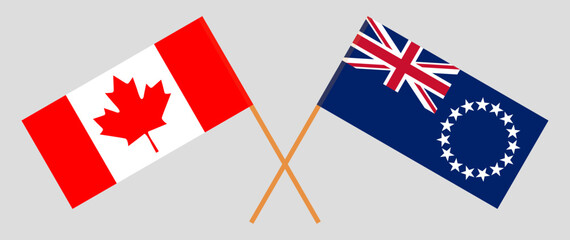 Crossed flags of Canada and Cook Islands. Official colors. Correct proportion