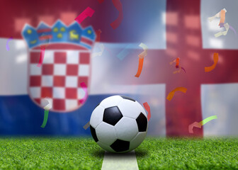 Naklejka premium Football Cup competition between the national Croatia and national England.