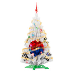 South Korean flag painted on the Christmas tree, 3D rendering