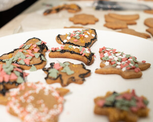 Fresh cookies and gingerbread. The child had just baked them.