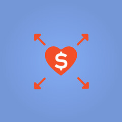 heart and dollar icon, vector illustration