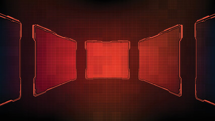 abstract futuristic background of red glowing technology sci fi frame hud ui - obrazy, fototapety, plakaty