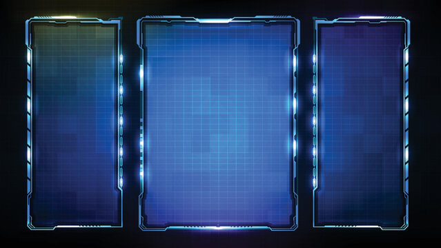abstract futuristic background of blue glowing technology sci fi frame hud ui