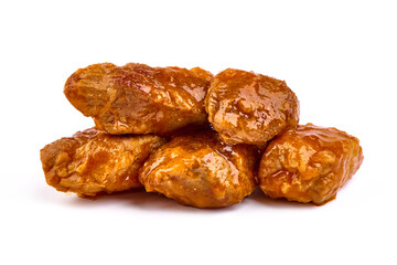 Stew Meat, stewed pork goulash, isolated on white background.