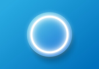 Blue abstract background. Glow ring light and donut shape frame