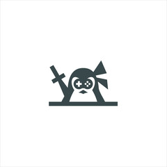 Logo game icon abstract joystick shape  For esport line art gaming logo vector on the white background.