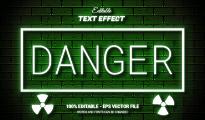 danger green neon text effect