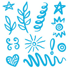 Blue Swirls and Swooshes Vector Accent Line Work