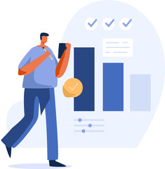 Data research and information graph analysis for business.  illustration