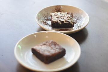 brownies on a white plate