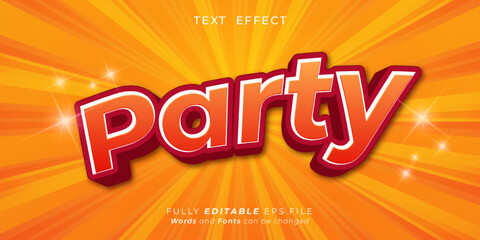 Editable text party design with 3d effect style concept