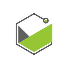 C initial logo vector design, hexagon, abstract connection