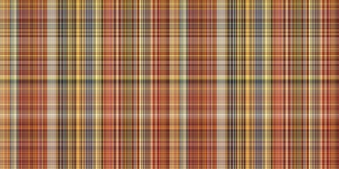 Woodland brown tartan seamless border textile. Tonal autumnal forest plaid with organic texture. banner of orange stripe for rough washi tape.