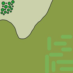 background with a greenish color and small circles and lines arranged in the corners