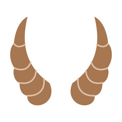 Antelope Horns and antlers vector illustration. Horns of wild animal as trophies isolated on white background. Wildlife, hunting concept