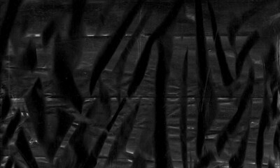 Background texture of a polyethylene, plastic transparent black plastic film, transparent stretched black and white metaverse crypto blockchain background
