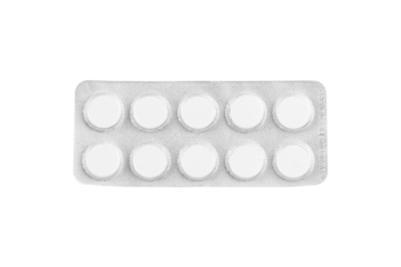 Blister pack of pills isolated from background